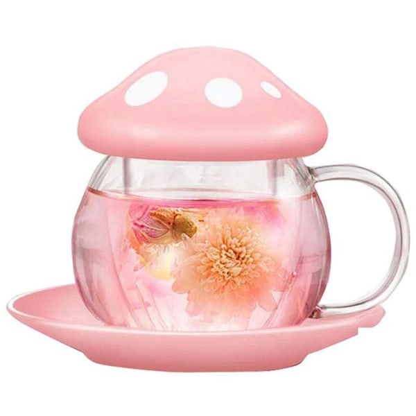 290ml Mushroom Glass Coffee Mug with Ceramic Cup Holder Reheatable Milk Cup Afternoon Tea Cup with Glass Filter B