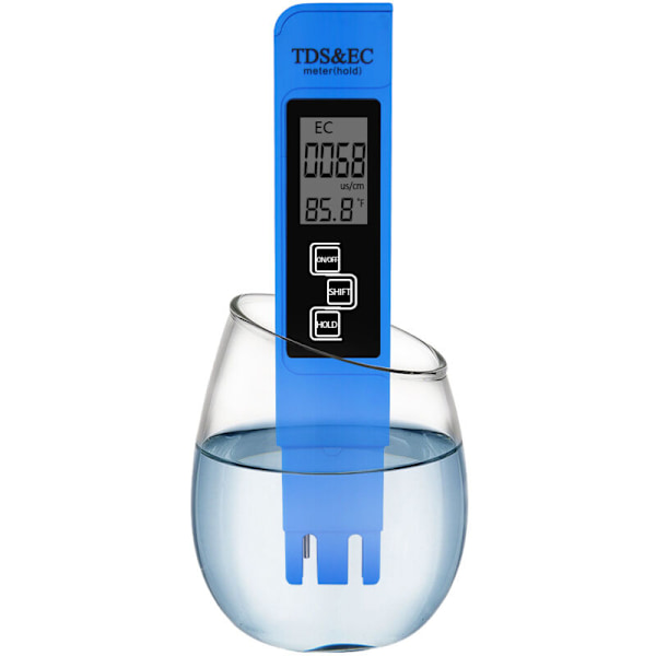 Online Vandkvalitetstester PH-Meter Høj Præcision Tre-i-en EC TDS Analyse Test Pen Vandkvalitetstest Pen, Blå