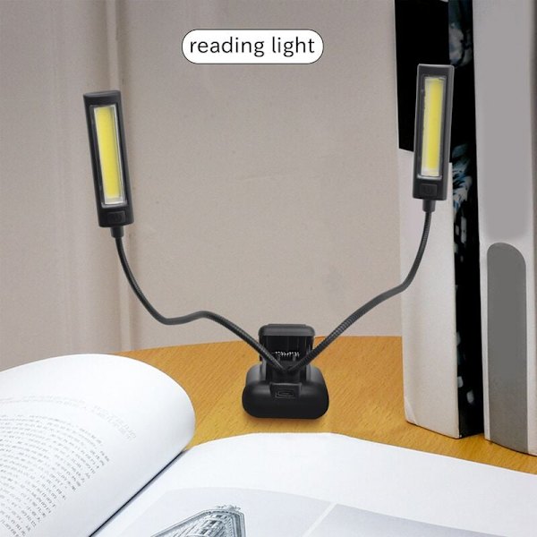 Musiikkitelineen lamppuklipsi LED-kiinnitettävä lamppu - välkkymätön, täysin säädettävä, 6 kirkkaustasoa - sopii myös kirjanlukuun, orkesteriin, miksaukseen, DJ:lle