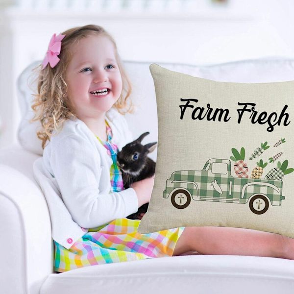 Påskkudde Dekor Morot Kuddfodral för Soffa Bil Barn Sovrum Kudde Linne 45X45 Cm