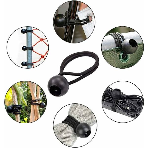 30 stk. Bold Bungee-Snore Elastiske Bindestreger, Presenning Sløjfer Fastgørelser, til Telte, Pavilloner, Baldakin, Banner, Flag, Sort.-DENUOTOP