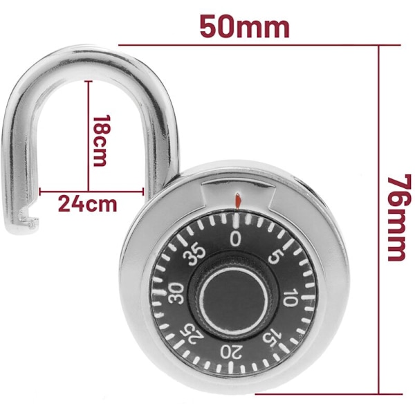 50 mm:n teräksinen pyörivä yhdistelmälukitus