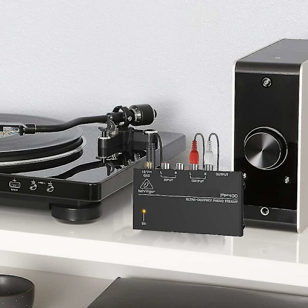 Ctmw Phono-skivspelarförförstärkare - Mini elektronisk ljudstereo-skivspelsförförstärkare med RCA-ingång, RCA-utgång och brusfri drift med strömförsörjning på 12