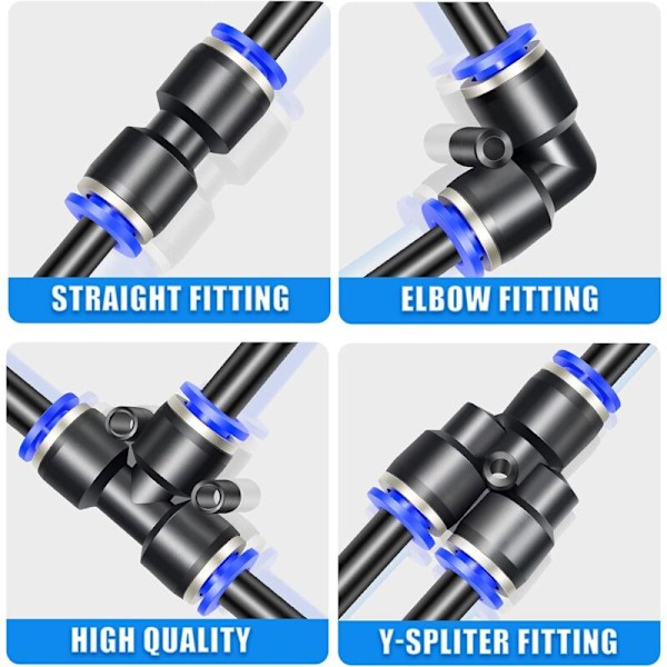 2 kpl Sininen 4 mm OD 3-tie Tee Push To Connect Liittimet (PE-4)