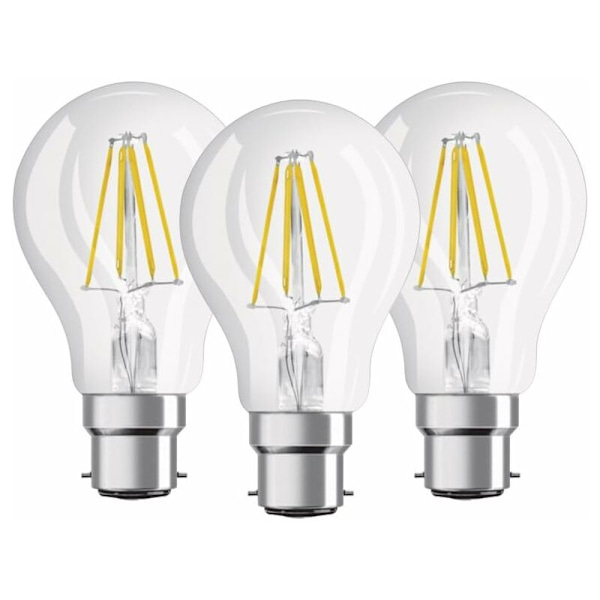 Set med 3 standard LED-glödlampor - B22-sockel - 6 W motsvarande 60 W - Varmvitt 2700K [Energiklass E]