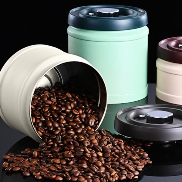 Förseglad kaffebönbehållare vakuum spannmål te håll färsk burk tank för kaffe lufttät burk (grön, M)