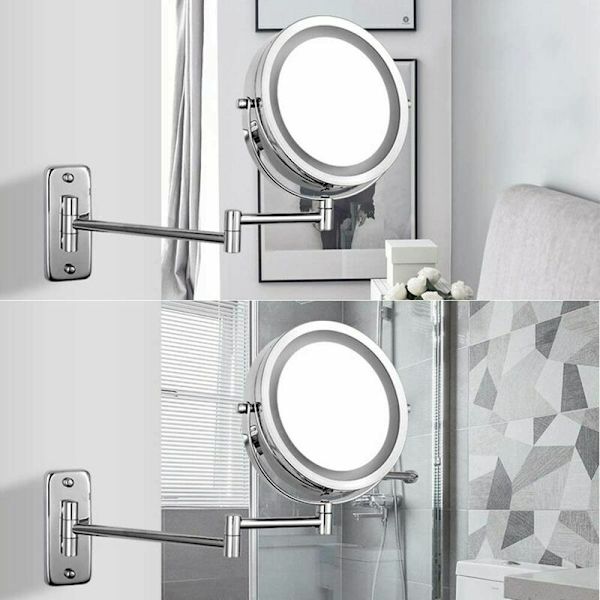 7 Tommer LED Makeup Spejl, Dobbeltsidet Vægspejl
