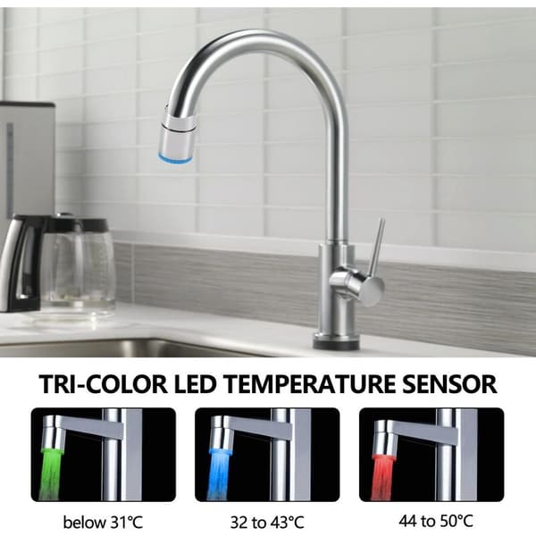 Trefarget LED kjøkkenspray temperatursensor