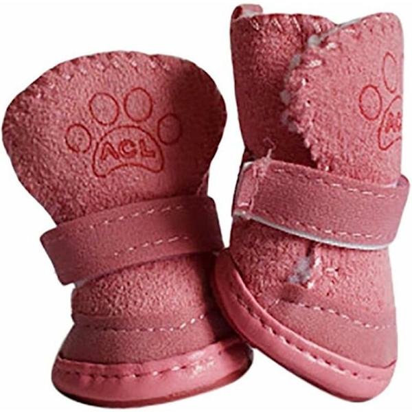 Pentu söpö lämmin talvikenkä pienille ja keskisuurille koirille ja kissoille, paksu fleece-lumikengät, vaaleanpunainen, 4