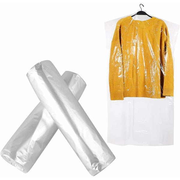 Plastpåsar för kläder, 100 stycken 60 cm x 100 cm, dammfria engångspåsar för kläder, kostym, dammskydd, DENUOTOP