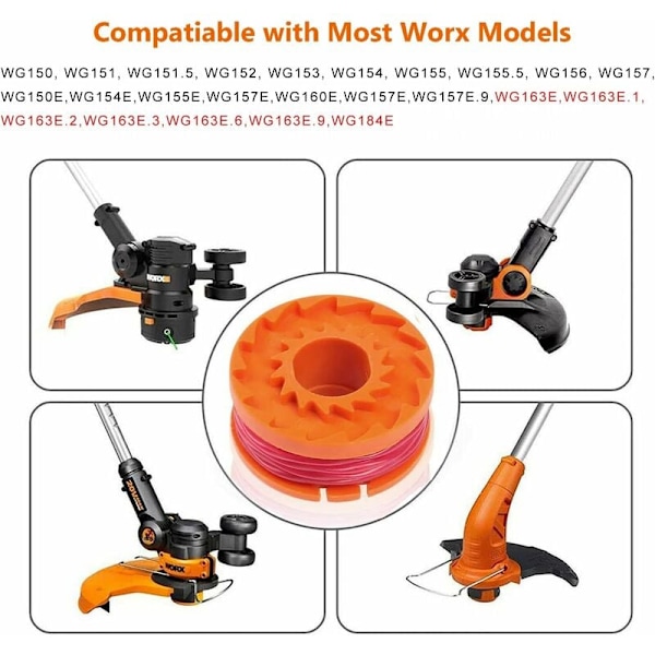 Worx WA0010 Worx 20V gressklipper Langvarig erstatningsspole Ø 1,65 mm/3 m Kompatibel med WG150, WG151.5, WG160, WG163E.2, WG163E.1, WG174,