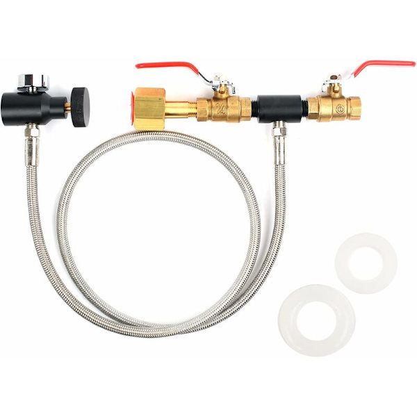 W21.8 CO2 CO2-sylinder påfyllingsadapter slange Soda Stream Maker tilkoblingssett (med 36\" slange og 3000PSI dobbel ventiltrykksmåler)