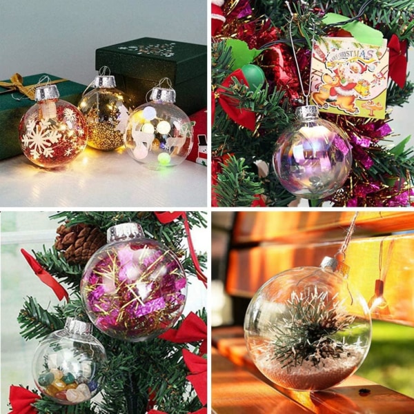 12 stk klare ornamenter bolde, 2,36 tommer DIY-fyldbare julepynt Trækugler til kunsthåndværk, perfekt til dekoration til jul, bryllup, par