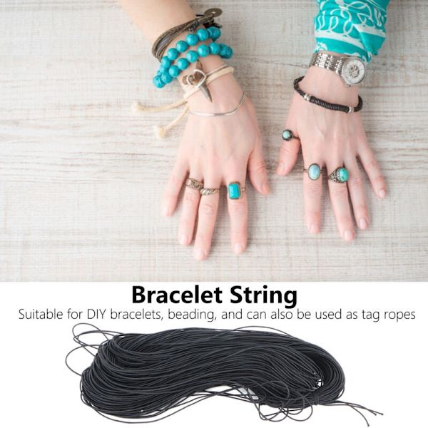 100m Rund Elastisk Snor Til DIY Perle Armbånd Linje Tilbehør Sort