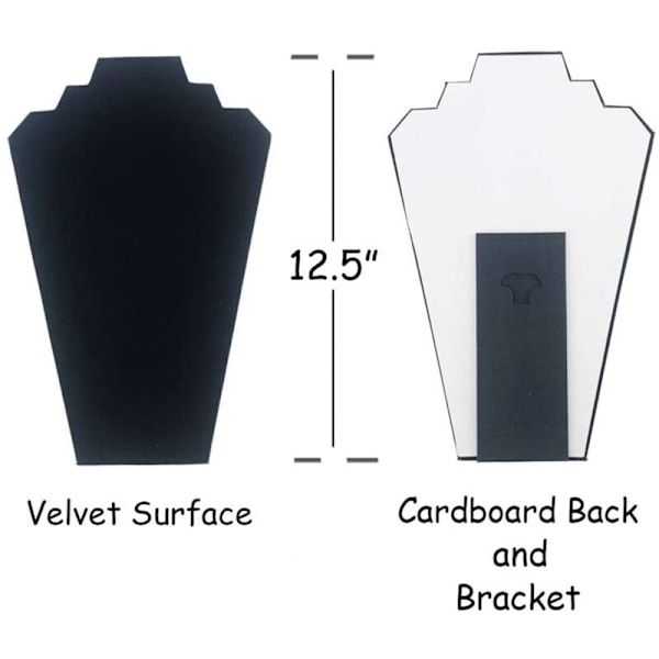 6 stk/pakke 12,5 tommers svart fløyels halskjede stativ displaystativ med forsterket brakett