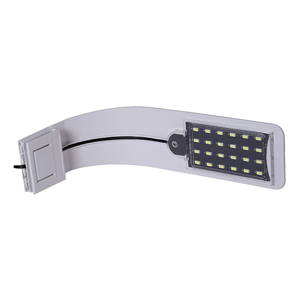 Ultra-tynd LED-lys til lille akvarium, mini akvarium klemmelampe med 24 LED'er hvidt og blåt lys til 30-40 cm akvarium, 10W (hvid)