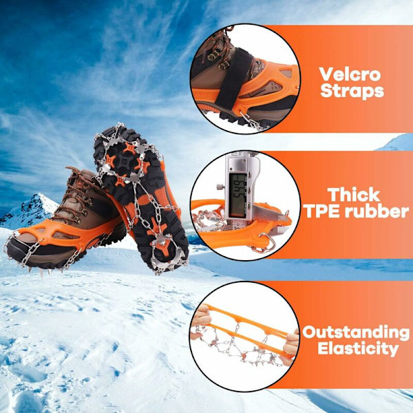 Gr Del ispigger, sko-klør med 19 rustfrie stålklosser, sko-klør, Gr Deln ispigger, for klatring, fjellklatring, trekking i høyde