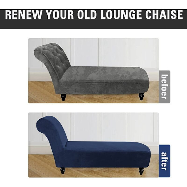 Chaise Lounge -päällinen sametti käsinojilla, joustava Chaise Lounge -päällinen huonekalujen suojapäällinen Chaise Longue -sohvapäällinen tummansininen