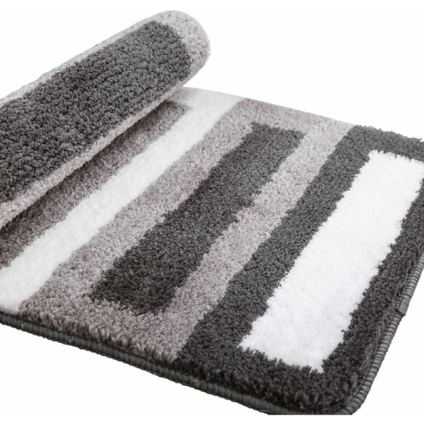 Sklisikker badematte kjøkken teppe fluffy baderom teppe myk mikrofiber dusjmatte, hurtig tørking, vannabsorberende, maskinvaskbar-50 x 80cm（Grå）-