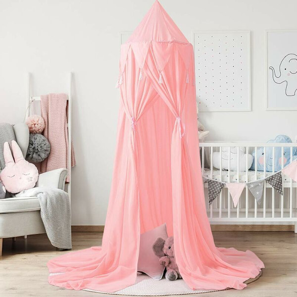 Barnvagn Baldakin Baby Baldakin Säng Chiffon Baby Spjälsäng Dekorativ Baby Myggnät Walk-in Closet Inomhus Utomhus Lek Läsrum (Rosa)