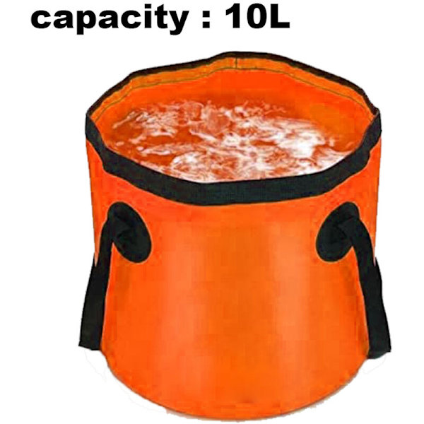 Fällbar Campinghink Bärbar Vattenförvaring Fällbar Fotbad Tvätthög för Resor Vandring Fiske Båtliv (Orange 10L)