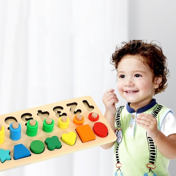 Montessori-leksaker i trä för barn Toddler Antal Pussel Sorterare Räkna Form Staplare Stapling Spel Förskoleleksaker för pojke Flicka Lärande Utbildning Ma