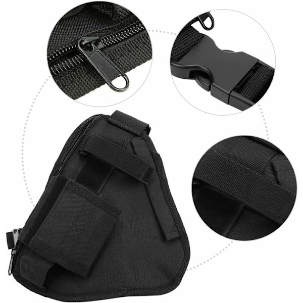 Walkie Talkie Taske, 10,2x6,69 Tommer Bærbar To-vejs Radiopose Walkie Talkie Vest Brystpose Sort Pose med Justerbar Rem To-vejs Radioer Bærende