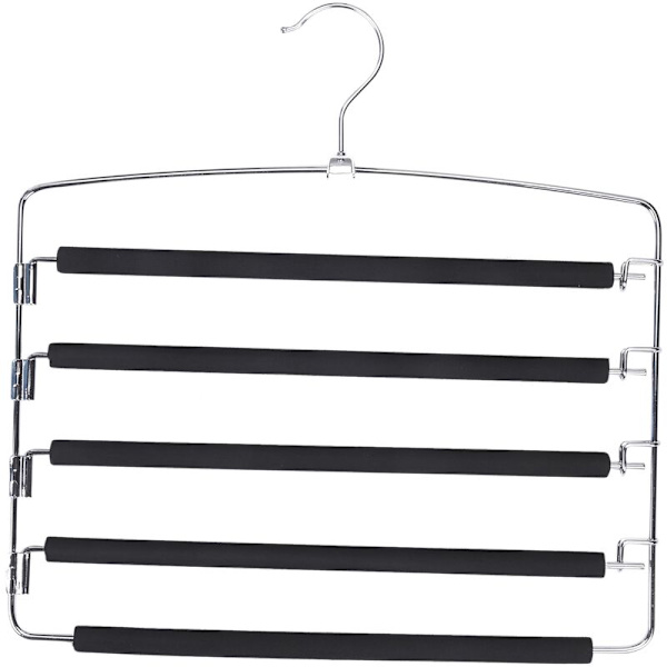 Byxhängare, platsbesparande, set med 3 multipla metallhängare, stabila, halkfria stoppning, vridbara byxstänger