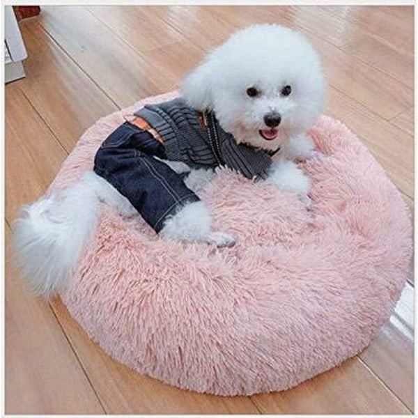 Hundekurv Rund Kattekurv Fluffy Dyrebed Pude Blød og Behagelig, Varmt, Vandafvisende, Skridsikker og Vaskbar Hundepude Velegnet til Katte, Hunde