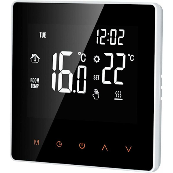 16A Digital Termostat, LCD Skærm, Berøringsskærm, Programmerbar, til Hjem, Skole, Kontor, Hotel, Hvid