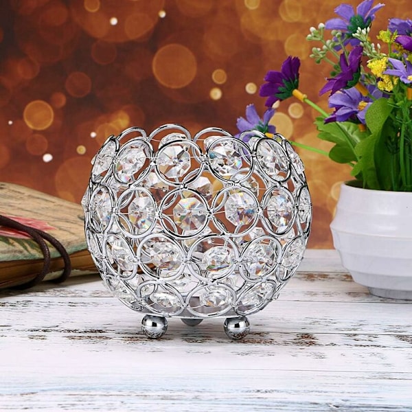 10cm Kristallskål Votivljusstake Glimmande Tealight Ljusstakar Ljuslyktor Dekorativ Kandelaber Vas för Jul Nyår Bröllop