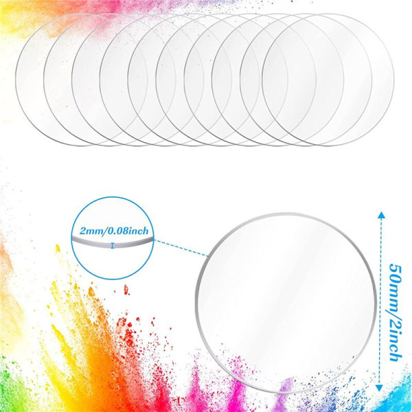 30 st 2 tum Acrylic Round Blanks, Acrylic Round Blanks, Clear Acrylic Rounds, 0,08 tum tjocka Acrylic Ornament