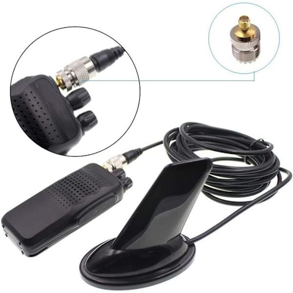 Dobbelbånds mobilradioantenne 136-174 MHz Fin-stilantenne og 400-470 MHz antenne med 4 adaptere