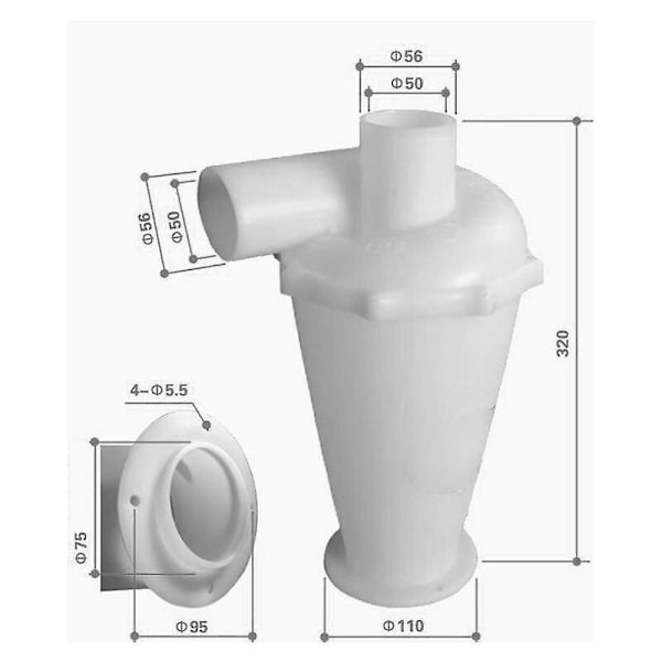 50Mm sjette generasjons turbo-syklon støvsugerfilter industrielt & husholdnings baggeløst støvoppsamler Hvit