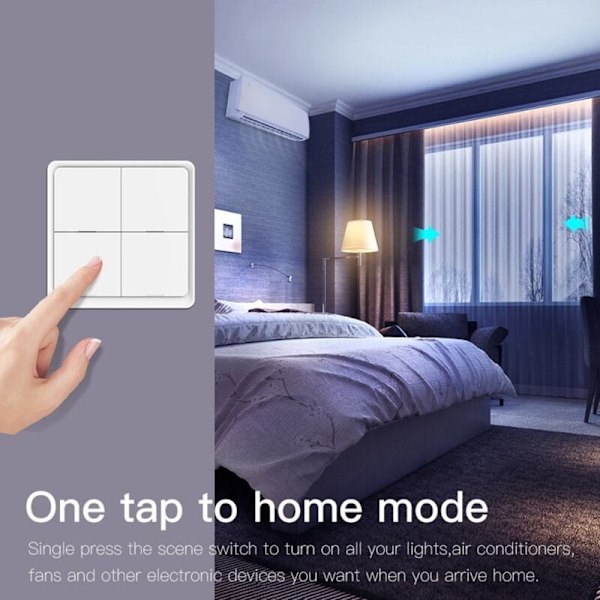 4-knaps Tuya ZigBee trådløs 12-scene-kontakt trykknap batteridrevet controller automatiseringsscenarie til Tuya-enheder
