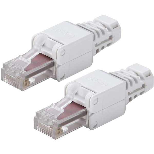 2 stk verktøyfri RJ45-kontakter UTP-nettverkskontakt, verktøyfri for solid CAT5/5E CAT6/6A flertrådet Ethernet-kabel