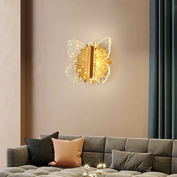 LED 8W Butterfly Vægslampe Dæmpbar Børneværelses Vægslampe Dreng Pige Soveværelse Sengelampe Akryl Indendørs Vægslys Natlys Guld Trappe