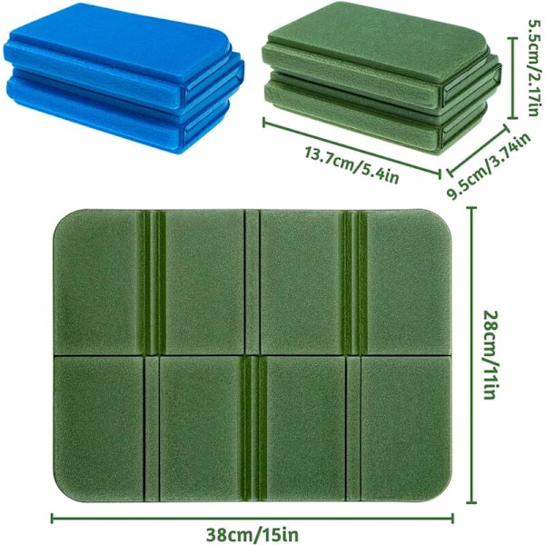 Foldbar Skummadras, 2 stk. Vandafvisende Foldbar Sædepude Udendørs / XPE Foldbar Termisk Sædepude til Rejser Vandreture Have S