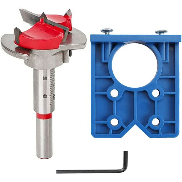 Hinge Jig Borrguide Set, 35mm Dolda gångjärnshål Borrguide Bits Set Gångjärnshål Fräs för Dörr Kök Skåp Skåp Gångjärn