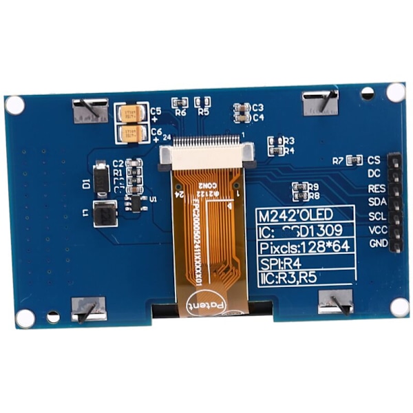 2,42 tuuman 128x64 OLED-näyttö LCD-näyttömoduuli SPI/IIC-liitäntä SSD1309-näyttö valkoinen