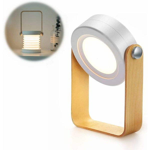 Bordlampe, Bærbar Foldbar Teleskopisk Nattelys, LED Leselampe med Trehåndtak, 3 Lysstyrkenivåer, Justerbar Lysstyrke, USB-Lading, E