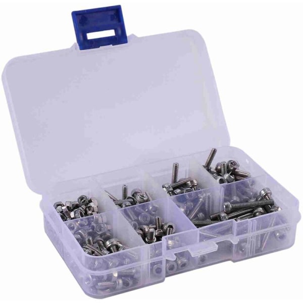 250 Pieces M3 Stainless Steel Hex Socket Head Screws and Nuts 0.5 (Pitch) Set Metal/Electric Working Repair Tools