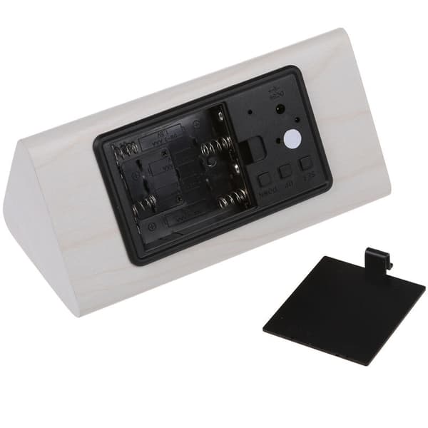 【Röstyrda termometerkalender】Träväckarklocka Digital LED-klocka USB/AAA Trä Vit Vit LED