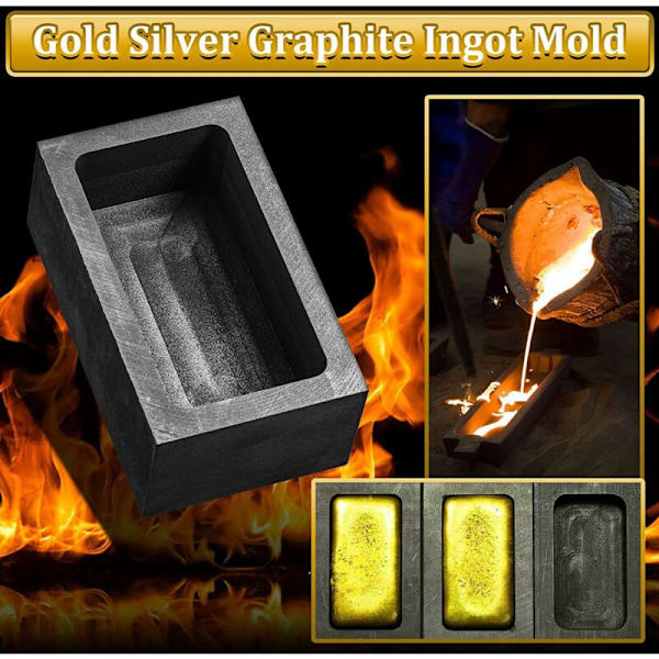 2 kg Grafitstøpeform for Ingot, Støpedigel, for Gull Sølv Metall, 85 x 45 30 mm (1 stk)