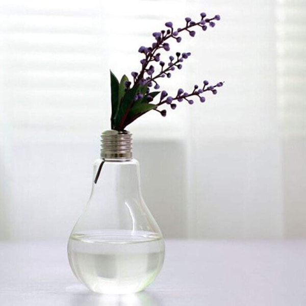 Genomskinlig glasvas i form av en glödlampa för växter, blommor, trädgård, hem och bröllopsdekoration