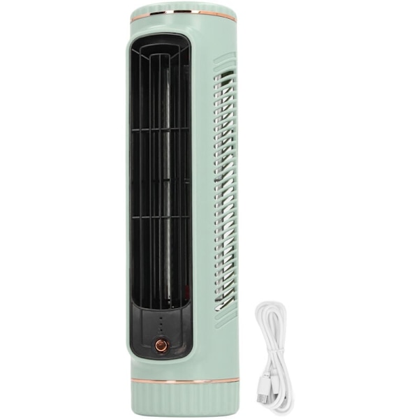 Bladeløs Bordkøleventilator, 3 Hastigheder, Stille, Genopladelig, til Soveværelse, Kontor, Udendørs, Grøn