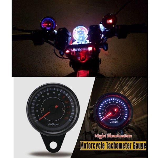 Universal 12V motorcykeltachometer speedometermåler med LED-baggrundsbelysning natlys instrumentaccessoirer