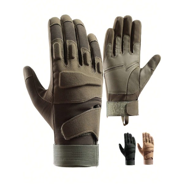 Fløjls helfinger militærgrønne udendørs helfinger handsker til mænds ridning og kamp anti-fitness beskyttelseshandsker