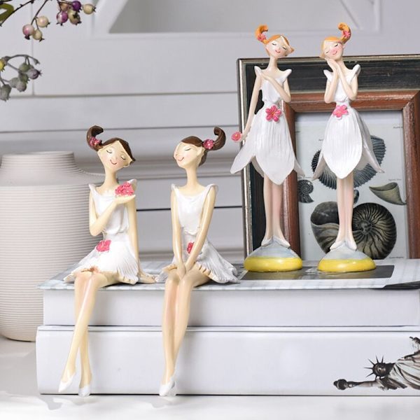 Smukke harpiks håndværk fe figurer eventyr statue siddende statue kunst skrivebord fe bryllup dekoration B