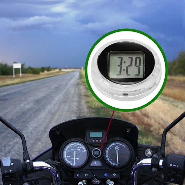 Mini vattentät klistermärke motorcykelklocka klocka motorcykel bil digital klocka upp (2 st) -